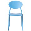 Fabulaxe Modern Plastic Outdoor Dining Chair with Open Oval Back Design, Blue QI004226.BL